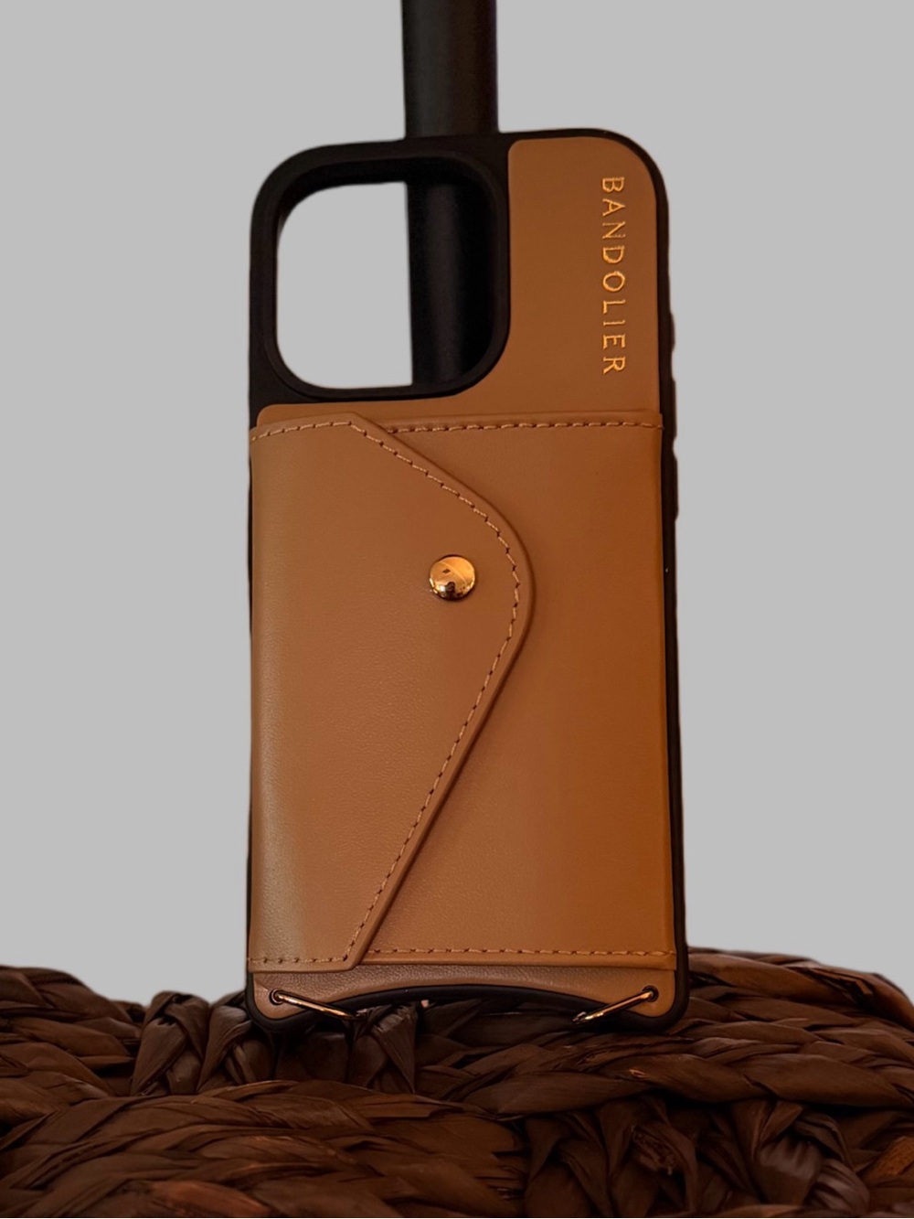 Bandolier Rayna Tan Leather Crossbody Card Case Phone Cover